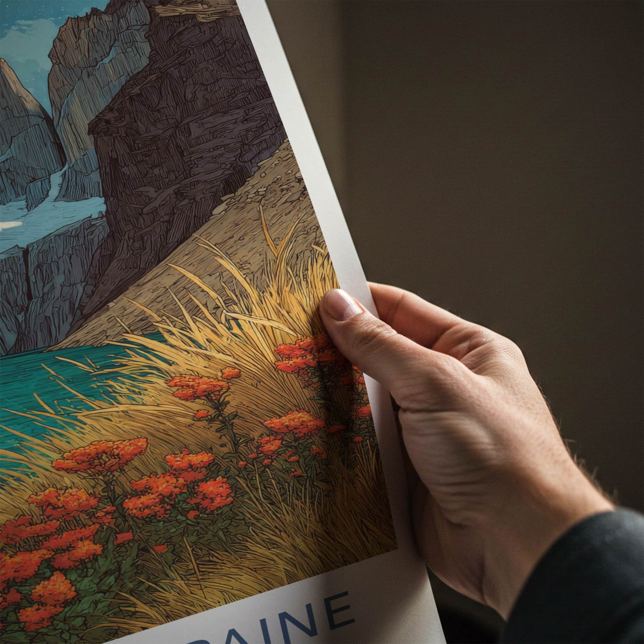 Torres Del Paine Poster - Chile Travel Print - Snowy Peaks Lake Gallery Art