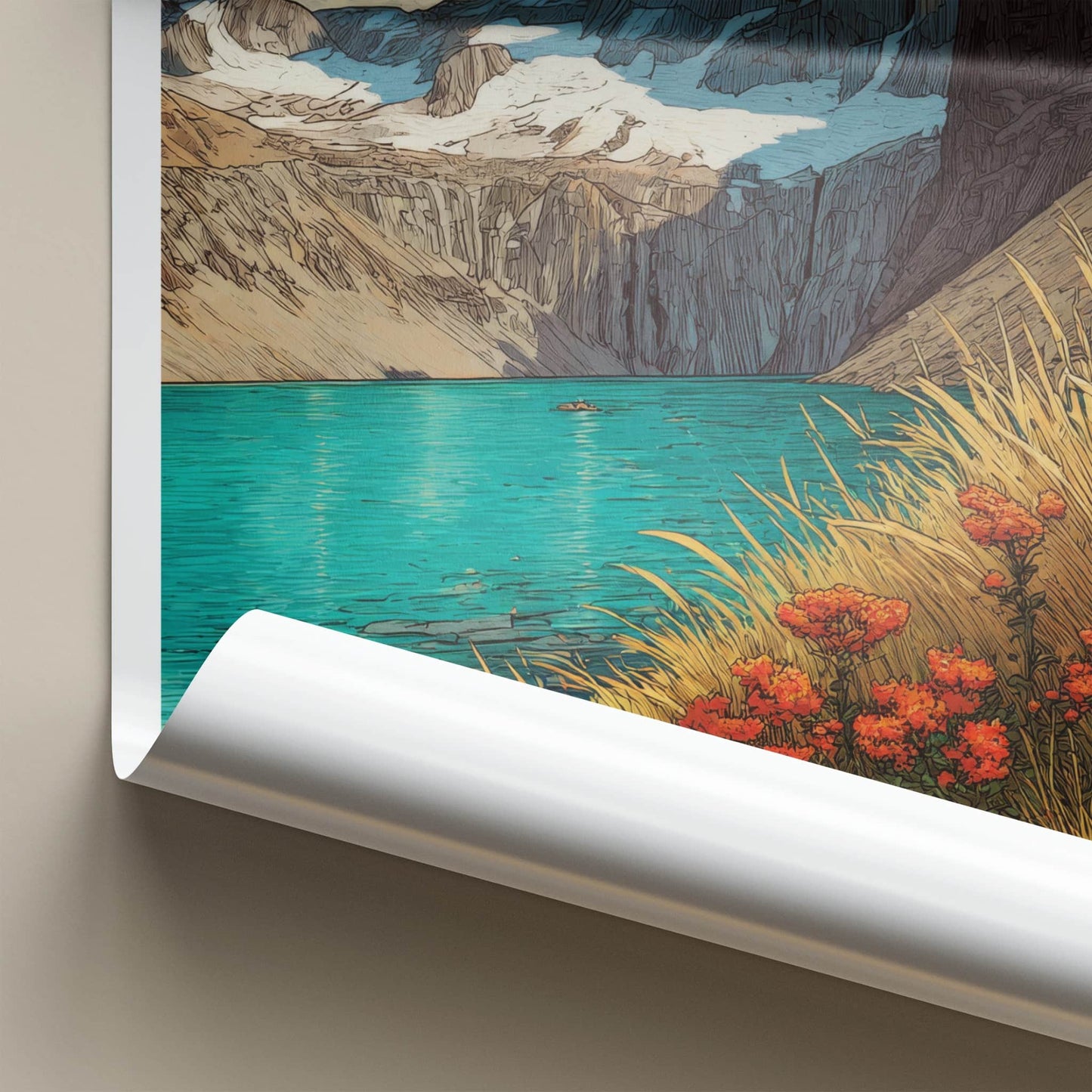 Torres Del Paine Poster - Chile Travel Print - Snowy Peaks Lake Gallery Art