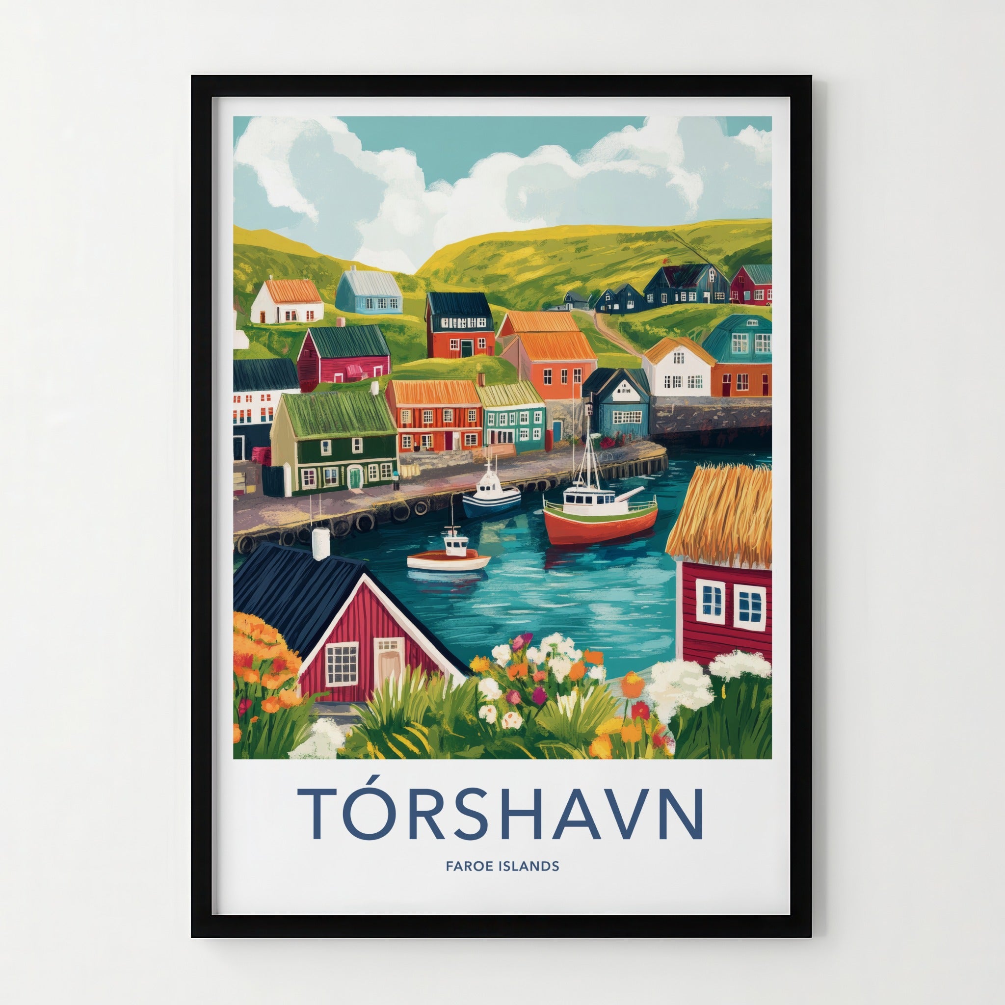 Torshavn Poster - Faroe Islands Travel Art - Vibrant Harbor Scene Home Decor