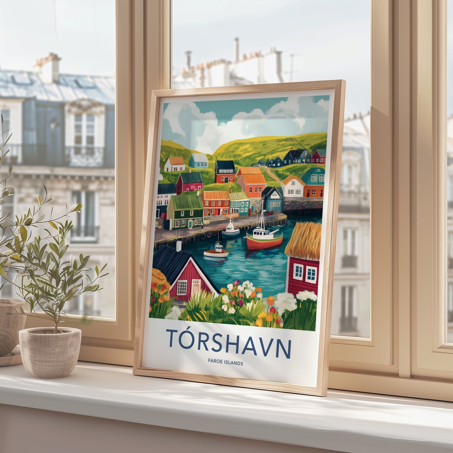 Torshavn Poster - Faroe Islands Travel Art - Vibrant Harbor Scene Home Decor