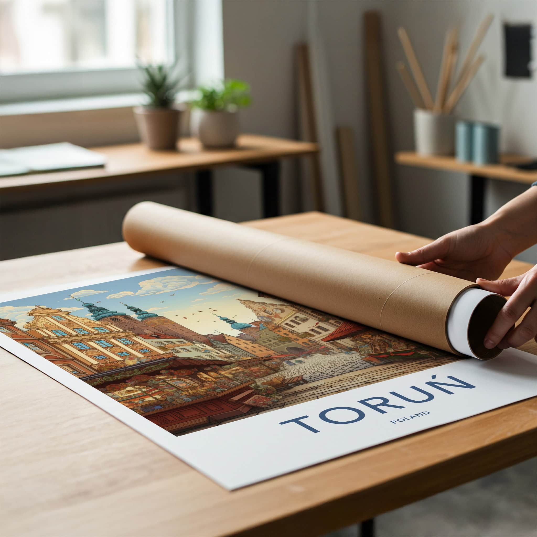 Torun Poster - Poland Framed Print - Historic Street Scene Wall Decor