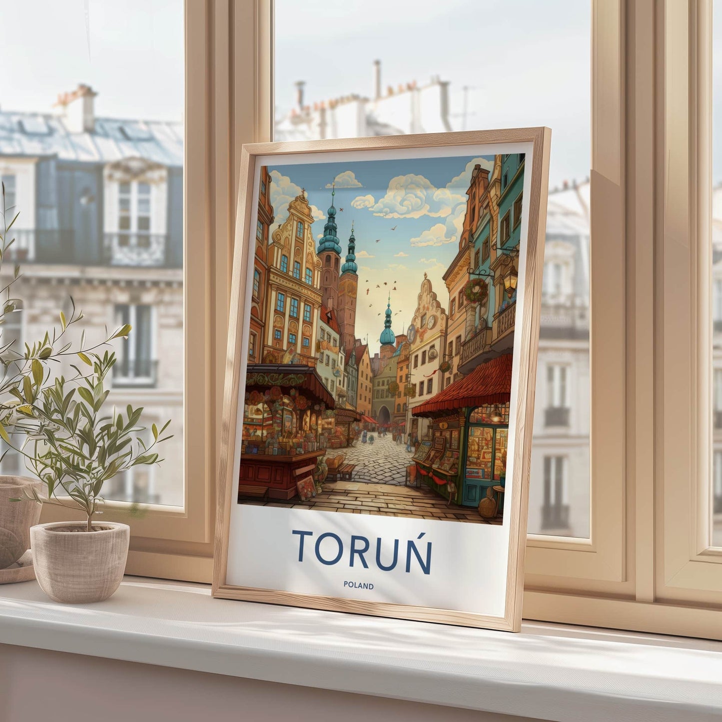 Torun Poster - Poland Framed Print - Historic Street Scene Wall Decor