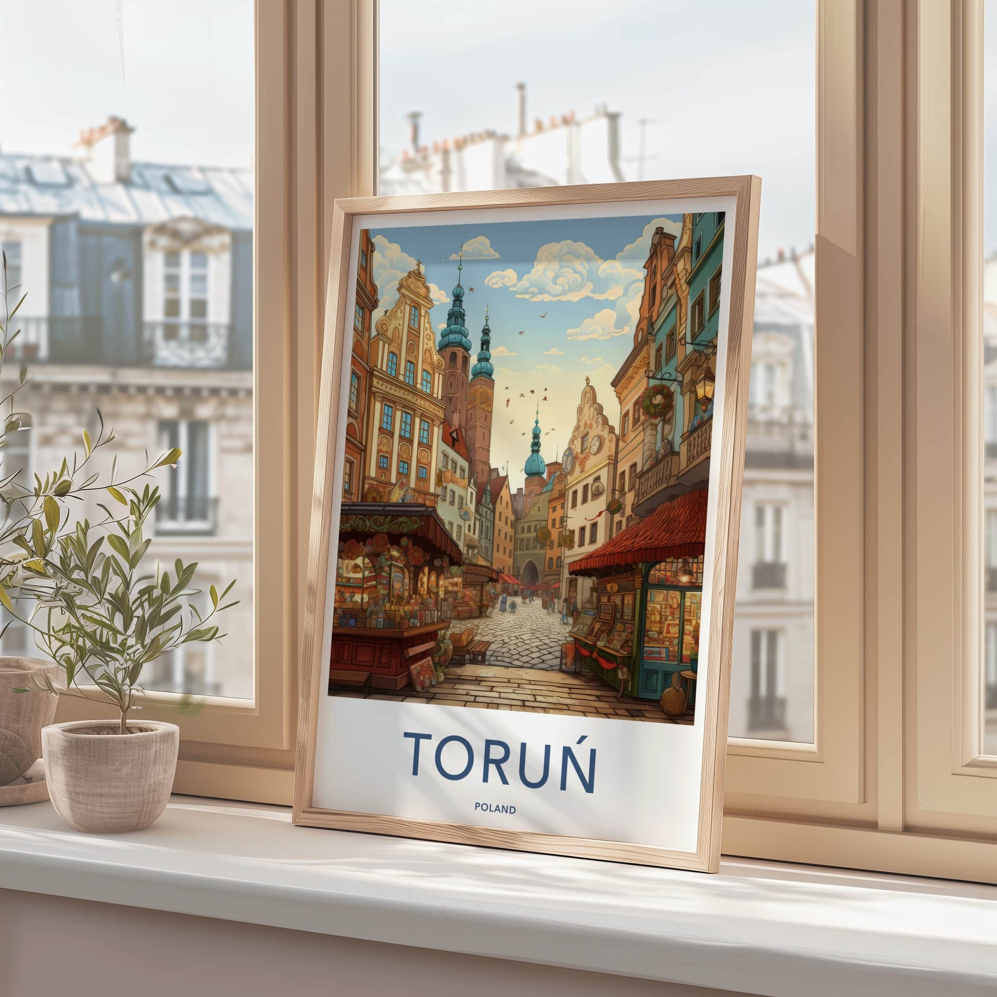 Torun Poster - Poland Framed Print - Historic Street Scene Wall Decor