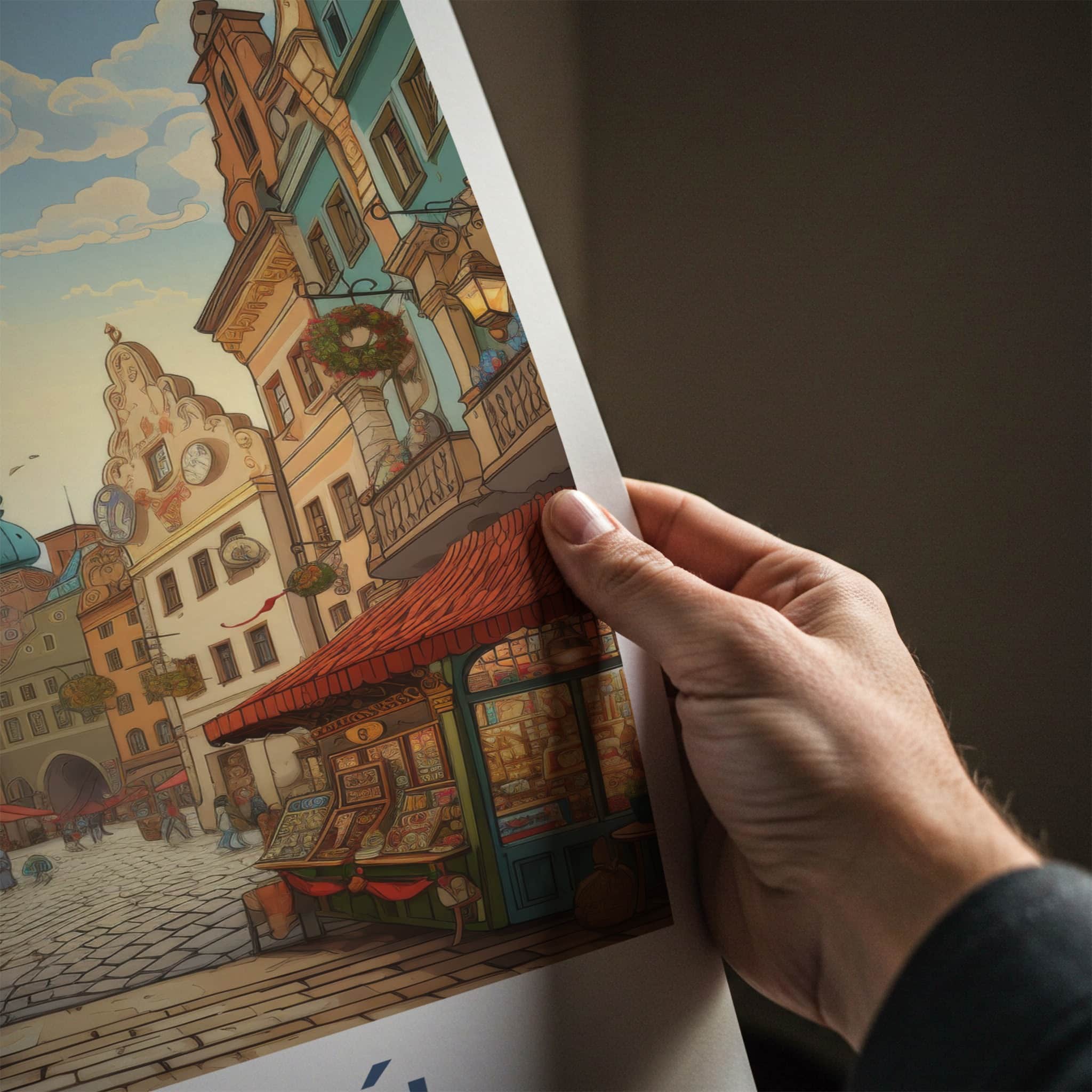 Torun Poster - Poland Framed Print - Historic Street Scene Wall Decor