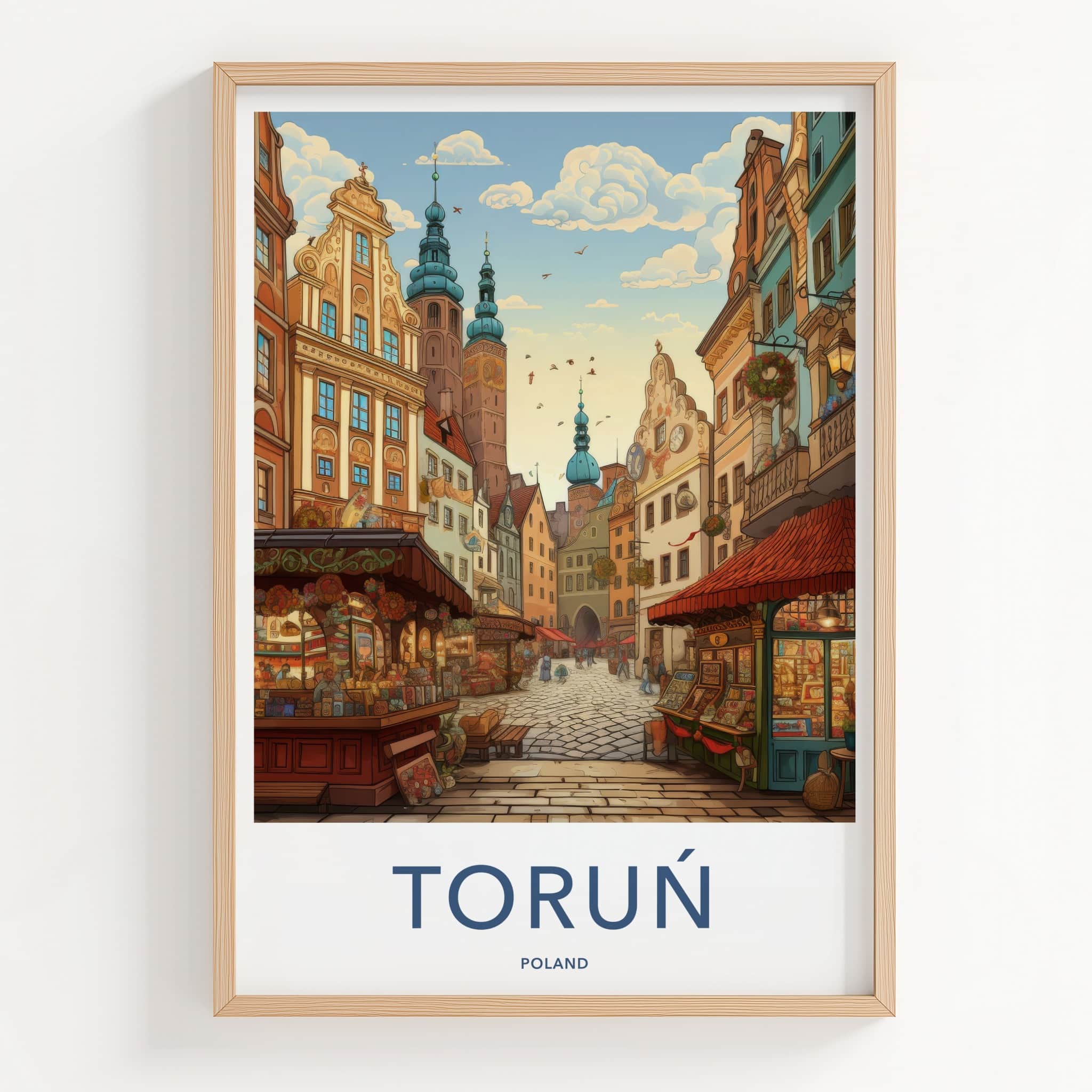 Torun Poster - Poland Framed Print - Historic Street Scene Wall Decor