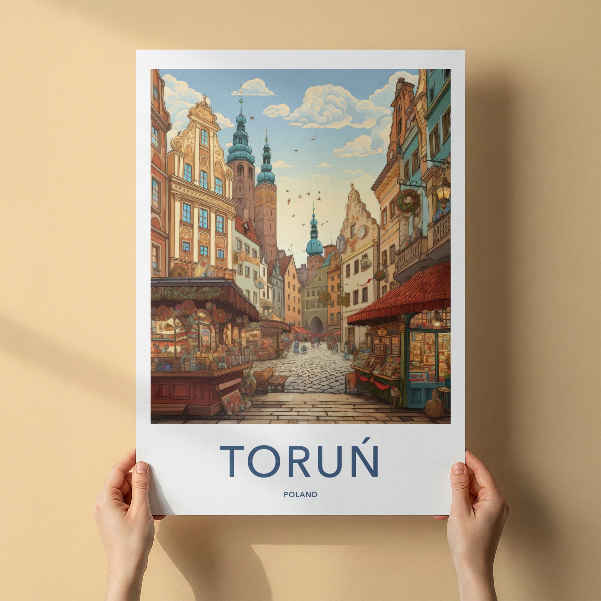 Torun Poster - Poland Framed Print - Historic Street Scene Wall Decor