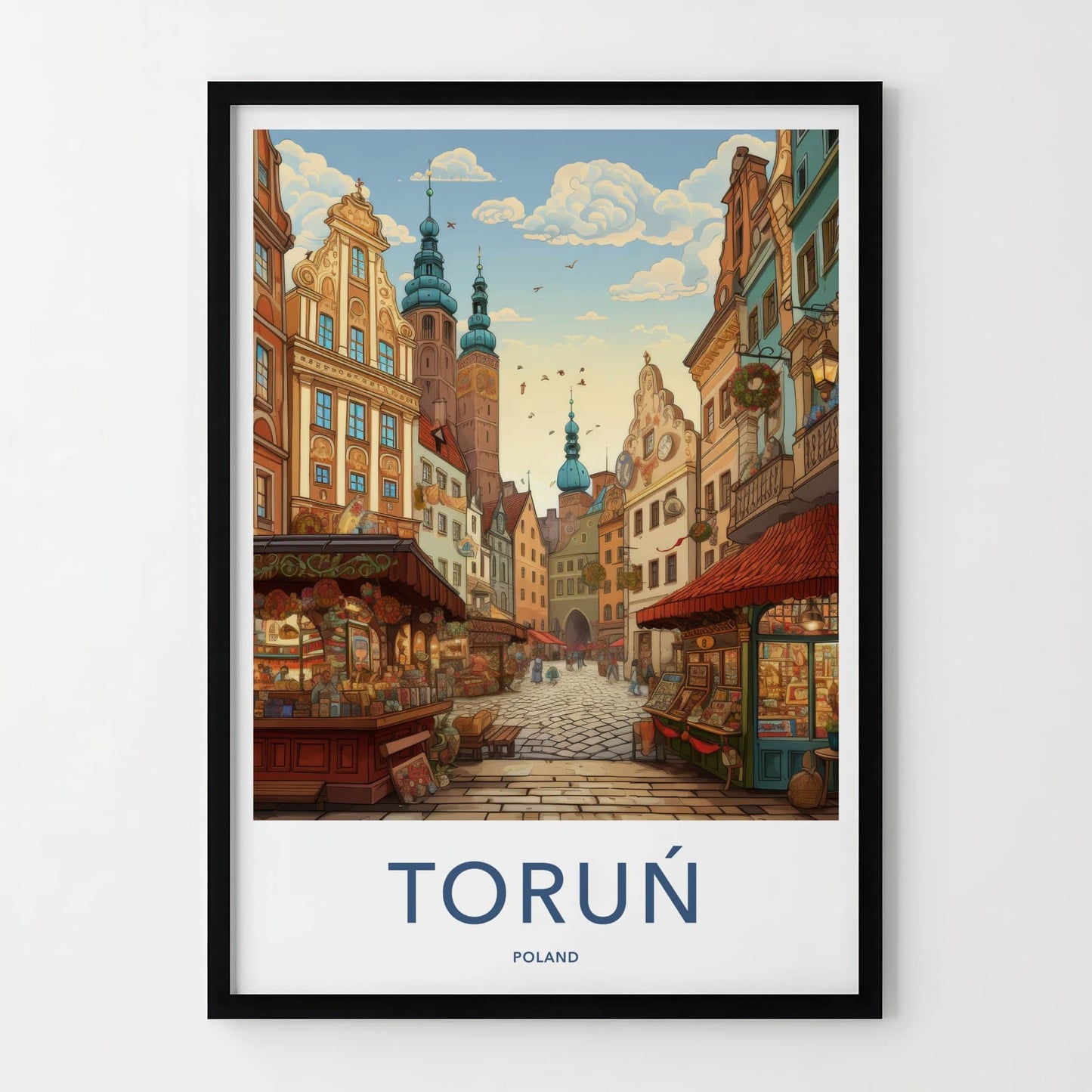 Torun Poster - Poland Framed Print - Historic Street Scene Wall Decor