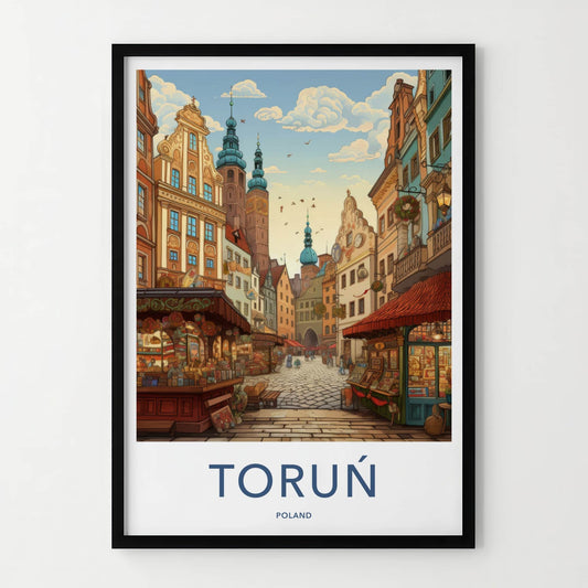 Torun Poster - Poland Framed Print - Historic Street Scene Wall Decor