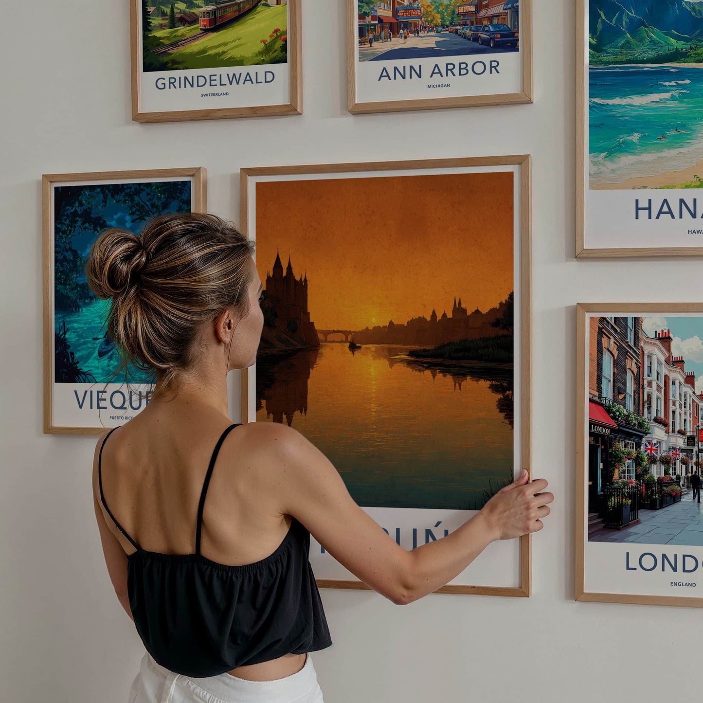 Torun Poster - Poland Travel Art - Golden River Sunset Home Decor