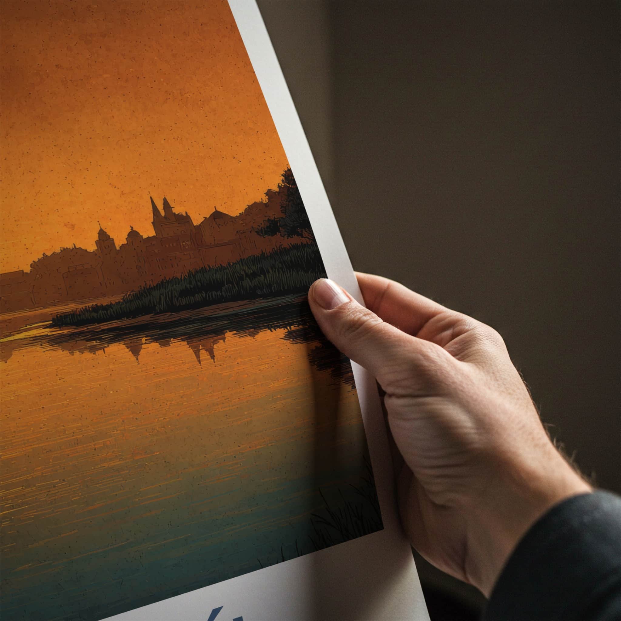 Torun Poster - Poland Travel Art - Golden River Sunset Home Decor