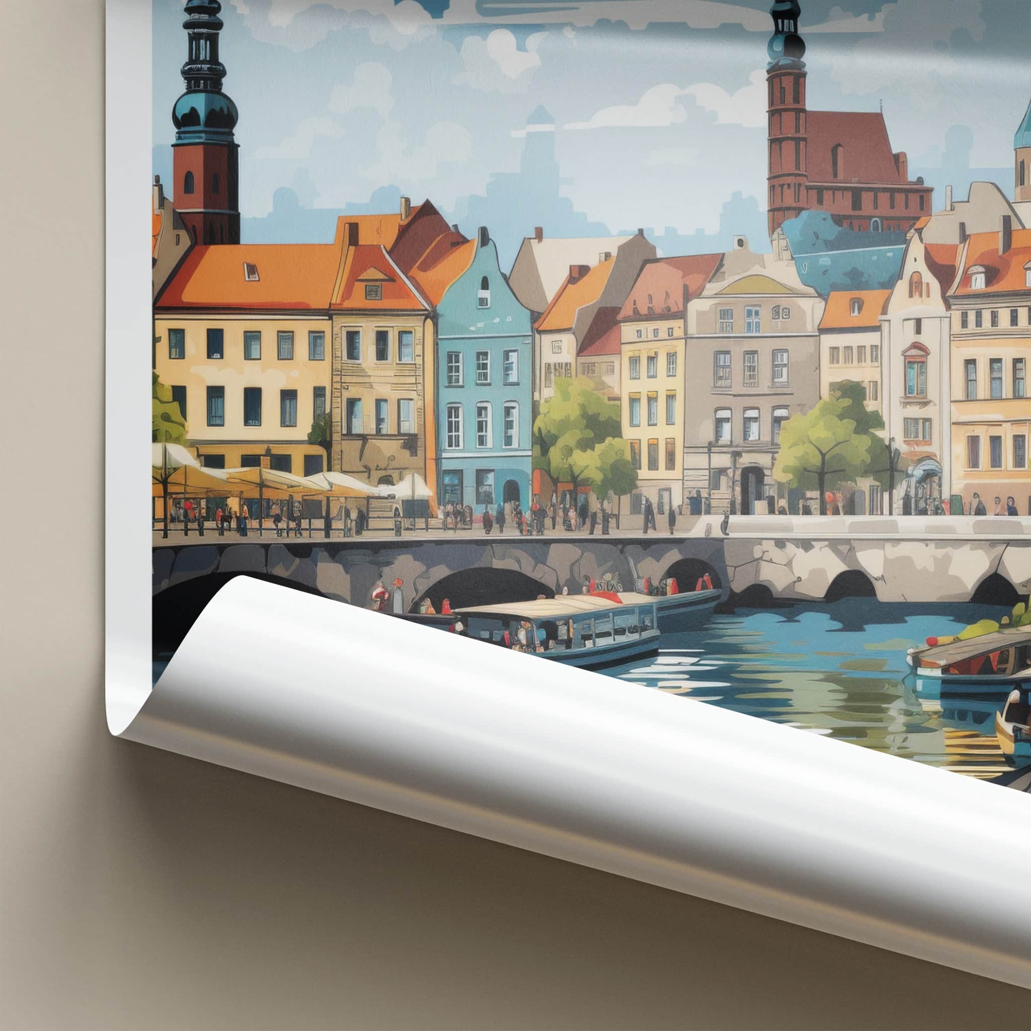 Torun Poster - Poland Travel Art - Historic City River Home Decor