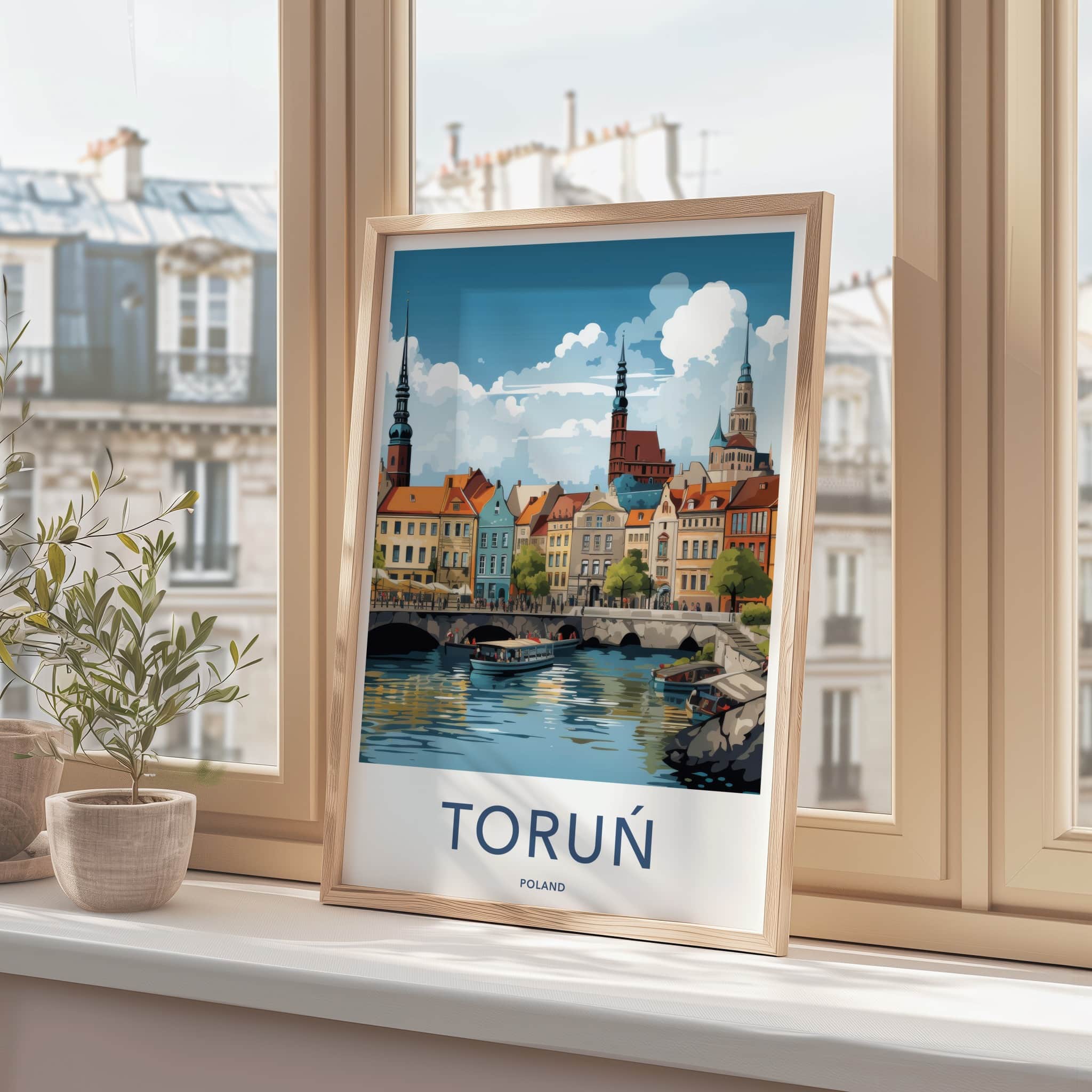Torun Poster - Poland Travel Art - Historic City River Home Decor