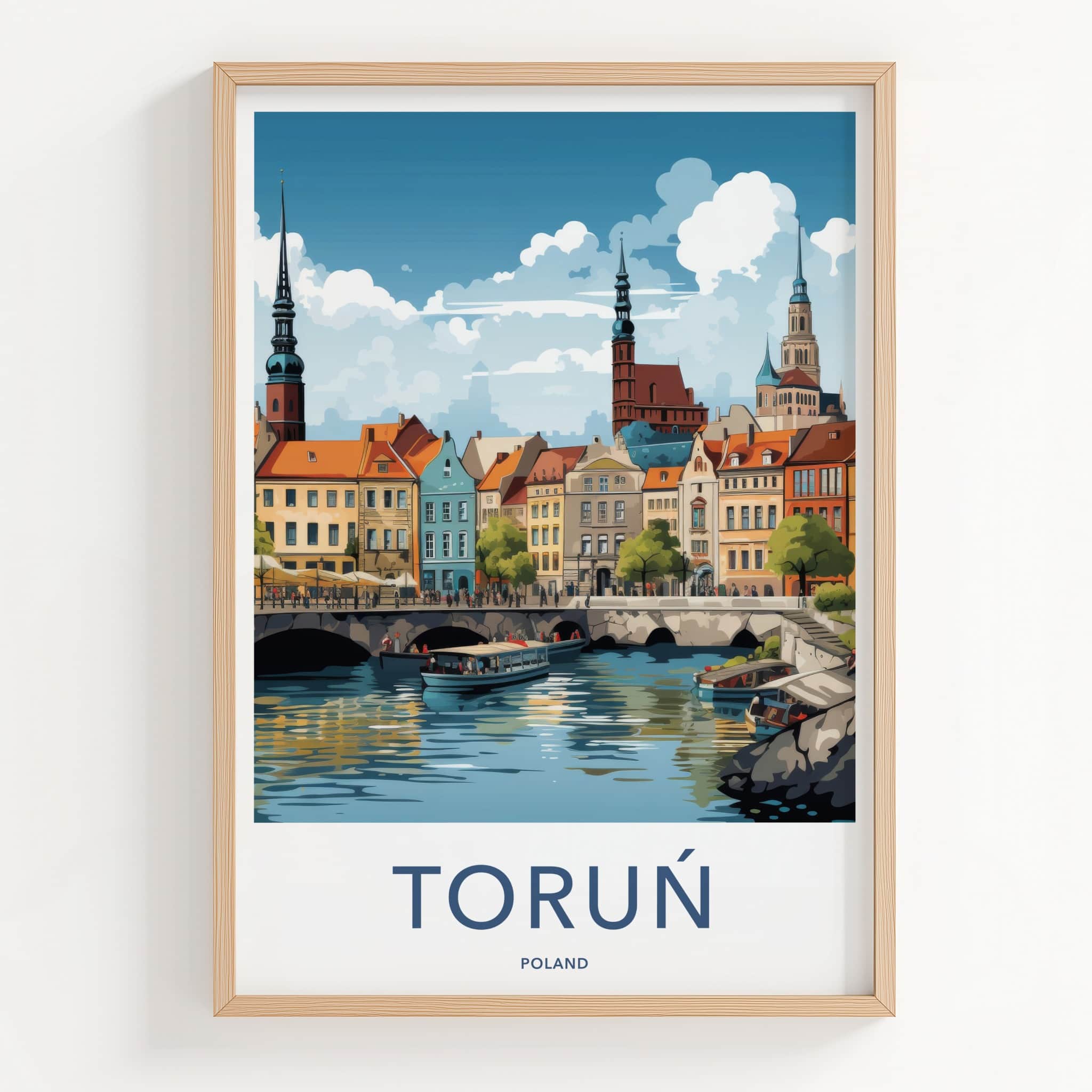 Torun Poster - Poland Travel Art - Historic City River Home Decor