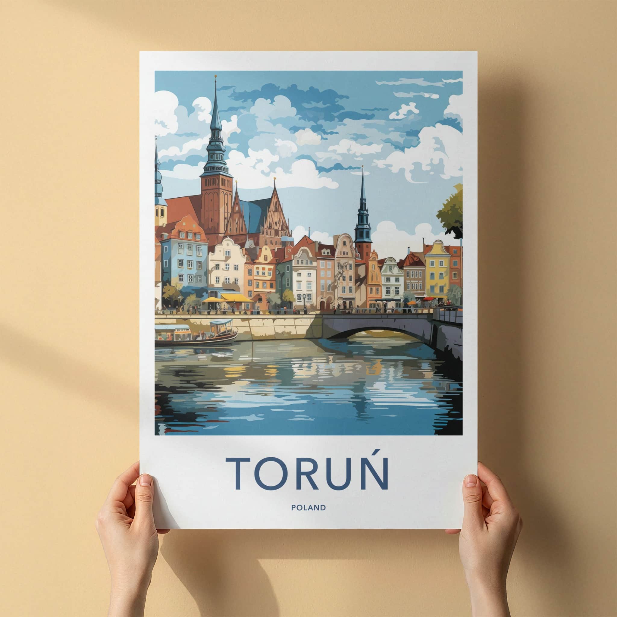 Torun Poster - Poland Travel Art - Historic Riverfront Town Home Decor