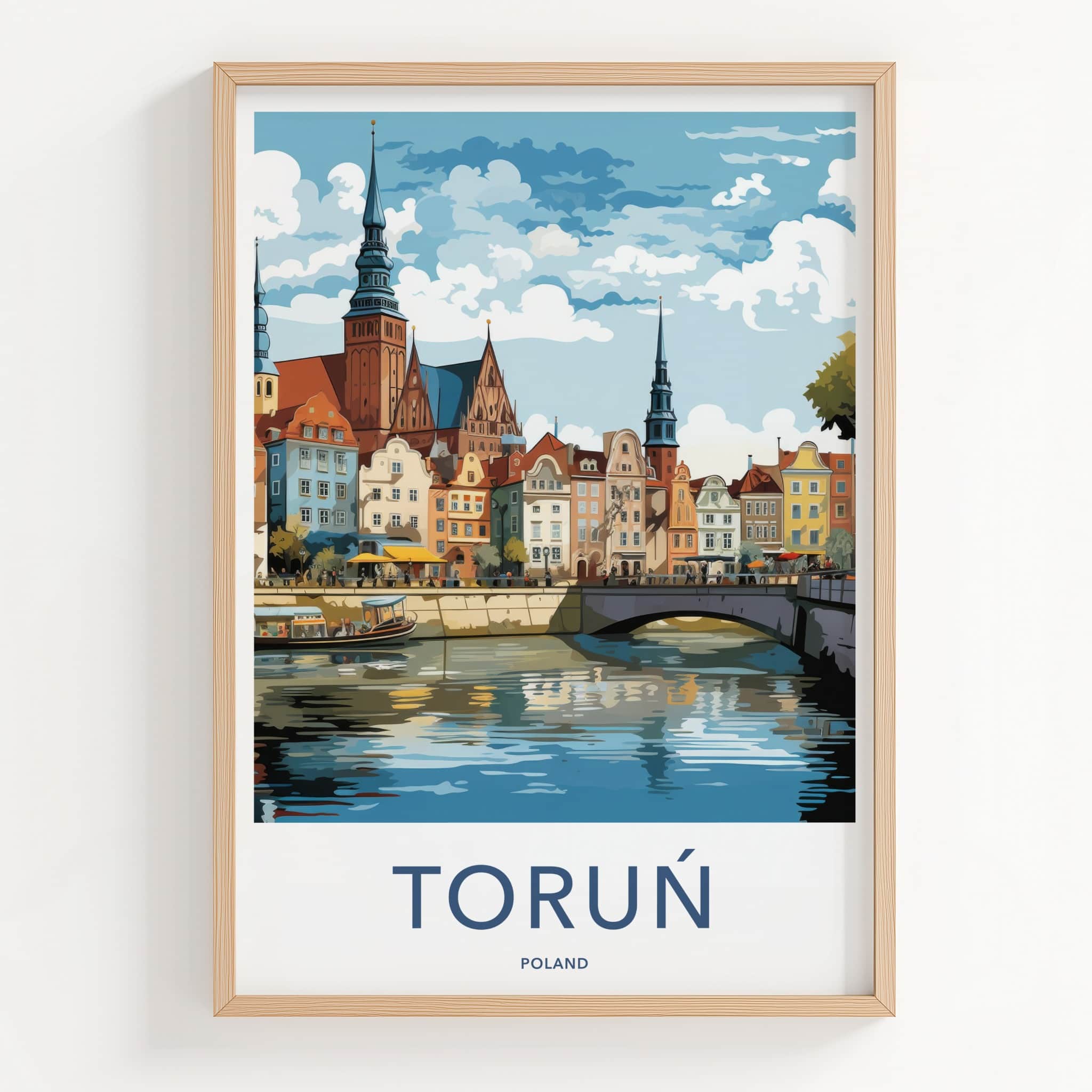 Torun Poster - Poland Travel Art - Historic Riverfront Town Home Decor