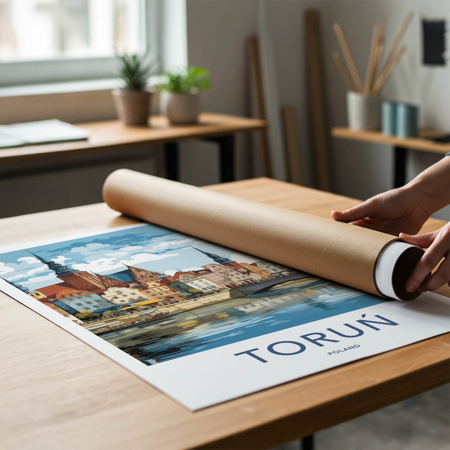 Torun Poster - Poland Travel Art - Historic Riverfront Town Home Decor