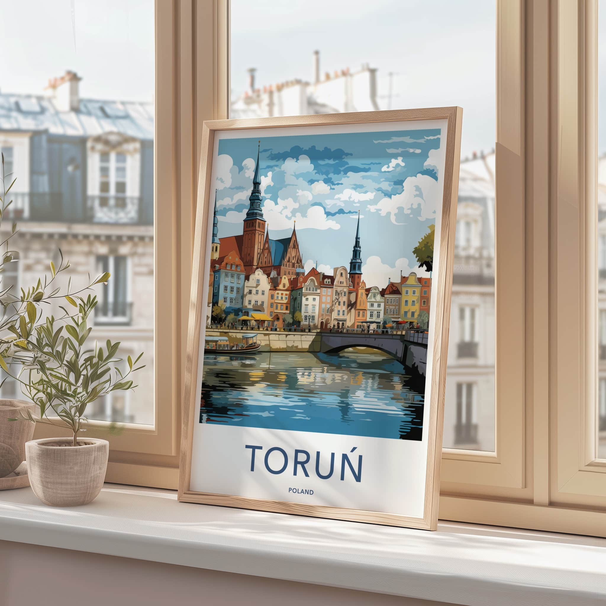 Torun Poster - Poland Travel Art - Historic Riverfront Town Home Decor