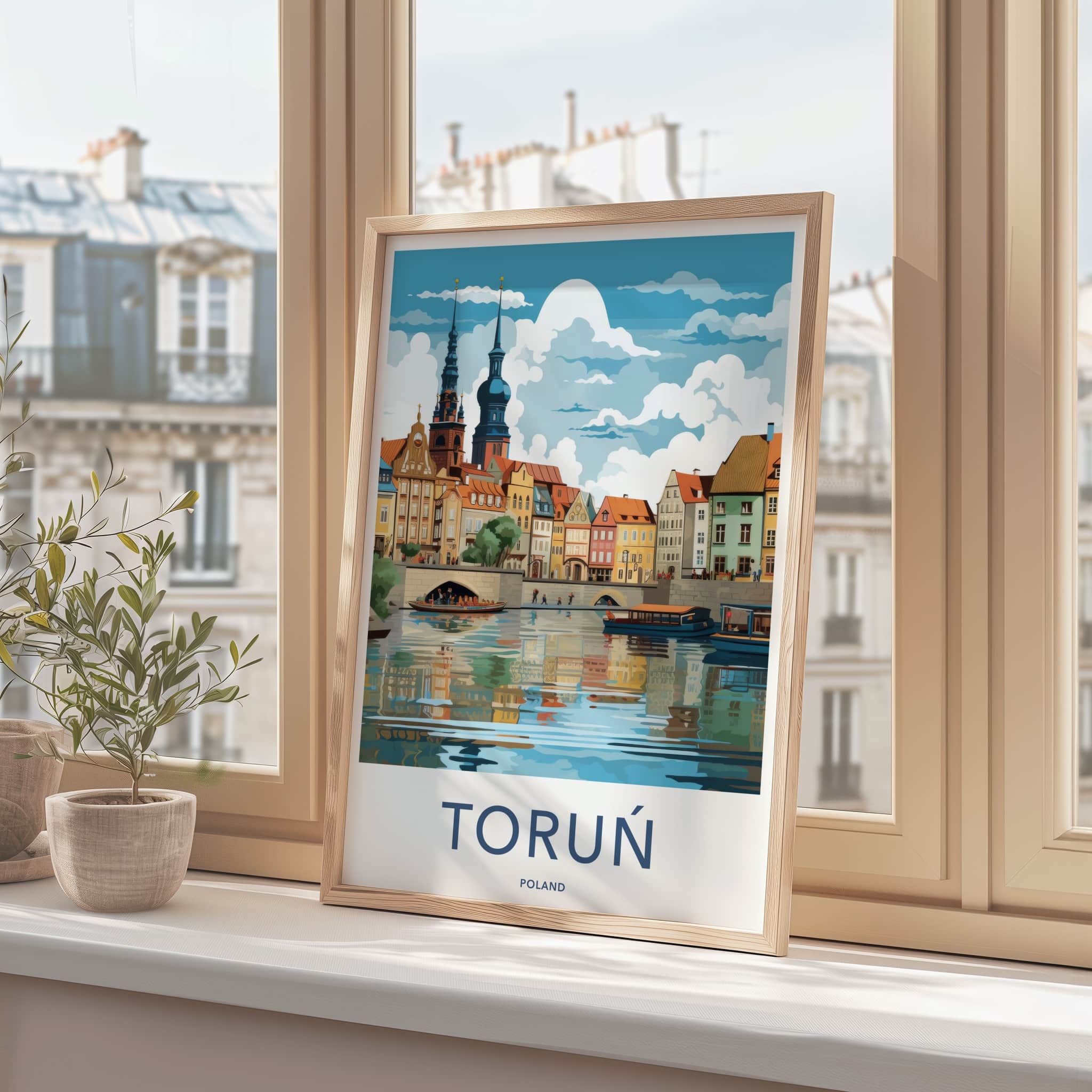 Torun Poster - Poland Travel Art - Historic Town Waterfront Home Decor