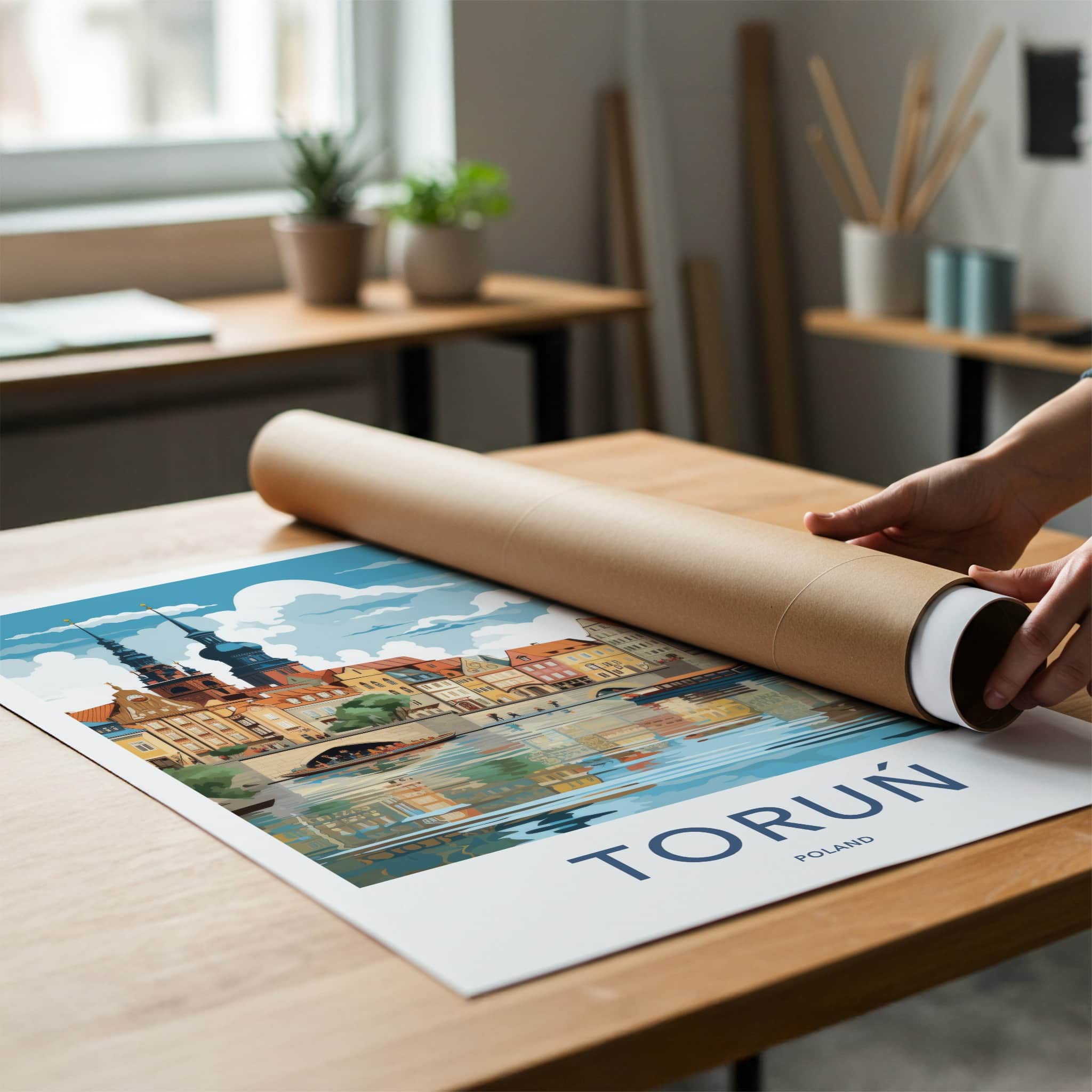Torun Poster - Poland Travel Art - Historic Town Waterfront Home Decor