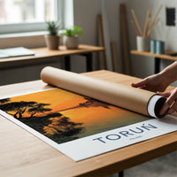 Torun Poster - Poland Travel Art - Orange River Reflection Home Decor