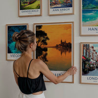 Torun Poster - Poland Travel Art - Orange River Reflection Home Decor