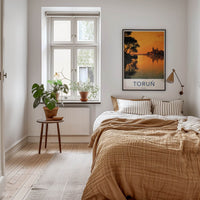 Torun Poster - Poland Travel Art - Orange River Reflection Home Decor
