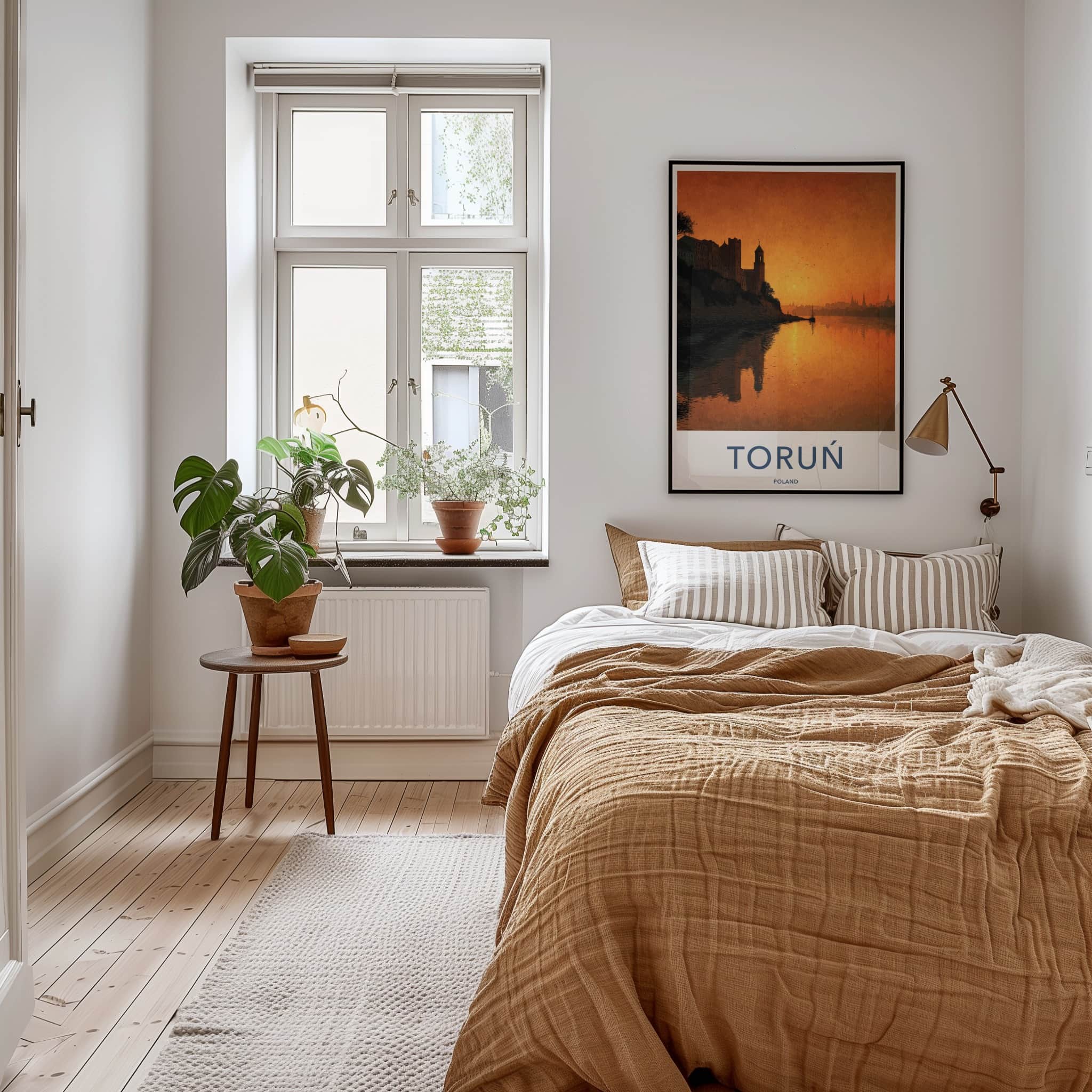 Torun Poster - Poland Travel Art - Riverfront City Sunset Home Decor