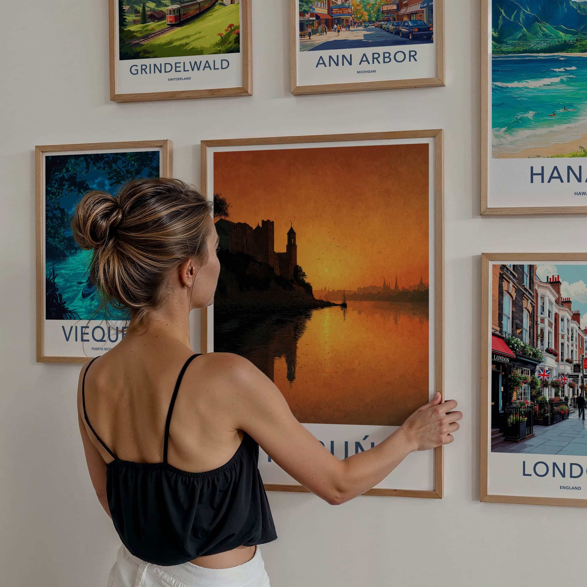 Torun Poster - Poland Travel Art - Riverfront City Sunset Home Decor