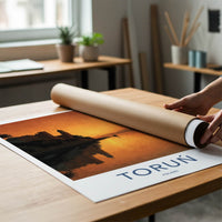 Torun Poster - Poland Travel Art - Riverfront City Sunset Home Decor