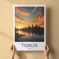 Torun Poster - Poland Travel Art - Vibrant Sunset Cityscape Home Decor