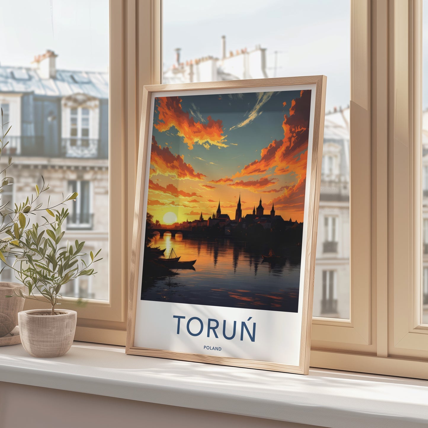 Torun Poster - Poland Travel Art - Vibrant Sunset Cityscape Home Decor