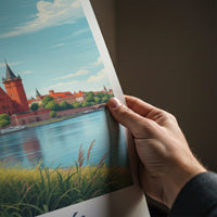 Torun Poster - Poland Travel Print - Ancient Red Brick Cathedral Wall Decor