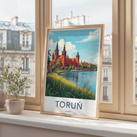 Torun Poster - Poland Travel Print - Ancient Red Brick Cathedral Wall Decor