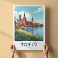 Torun Poster - Poland Travel Print - Ancient Red Brick Cathedral Wall Decor