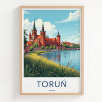 Torun Poster - Poland Travel Print - Ancient Red Brick Cathedral Wall Decor