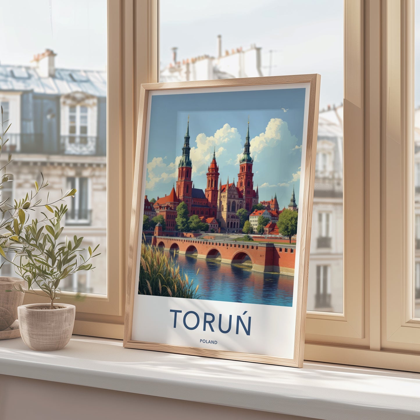 Torun Poster - Poland Travel Print - Historic Riverfront City Home Decor