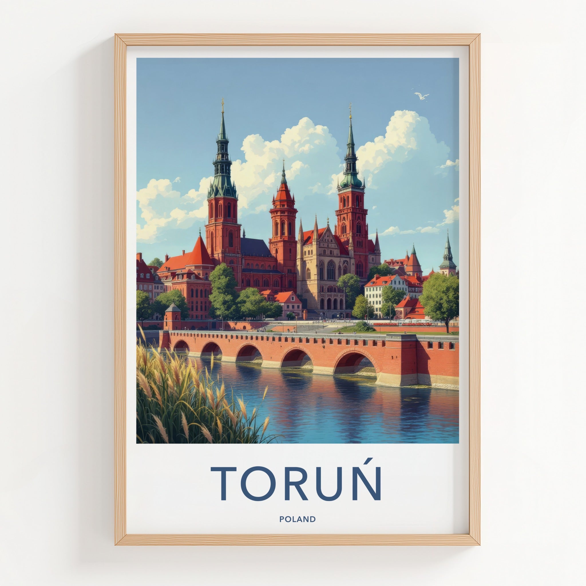 Torun Poster - Poland Travel Print - Historic Riverfront City Home Decor