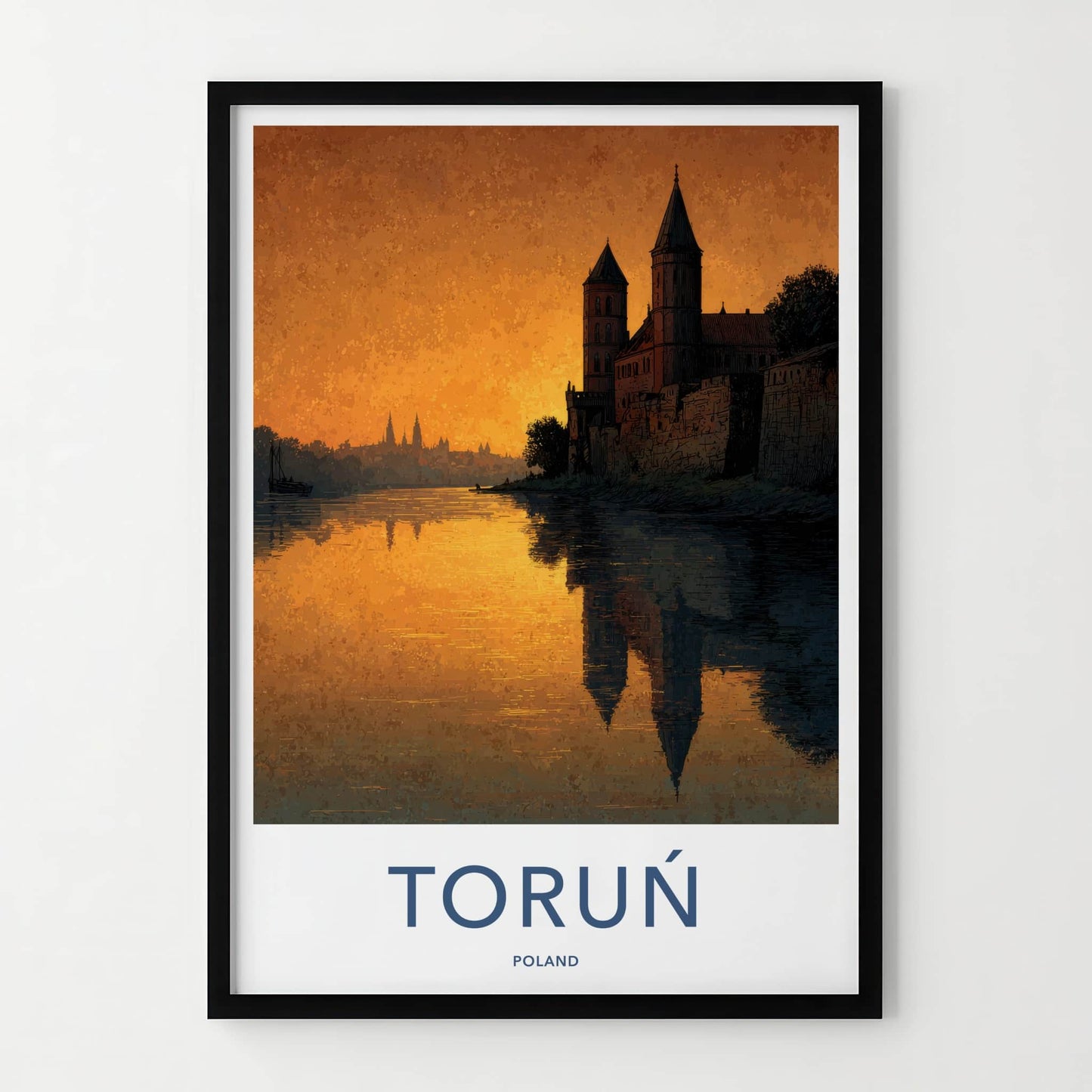 Torun Poster - Poland Wall Art - Sunset Castle Reflection Home Decor