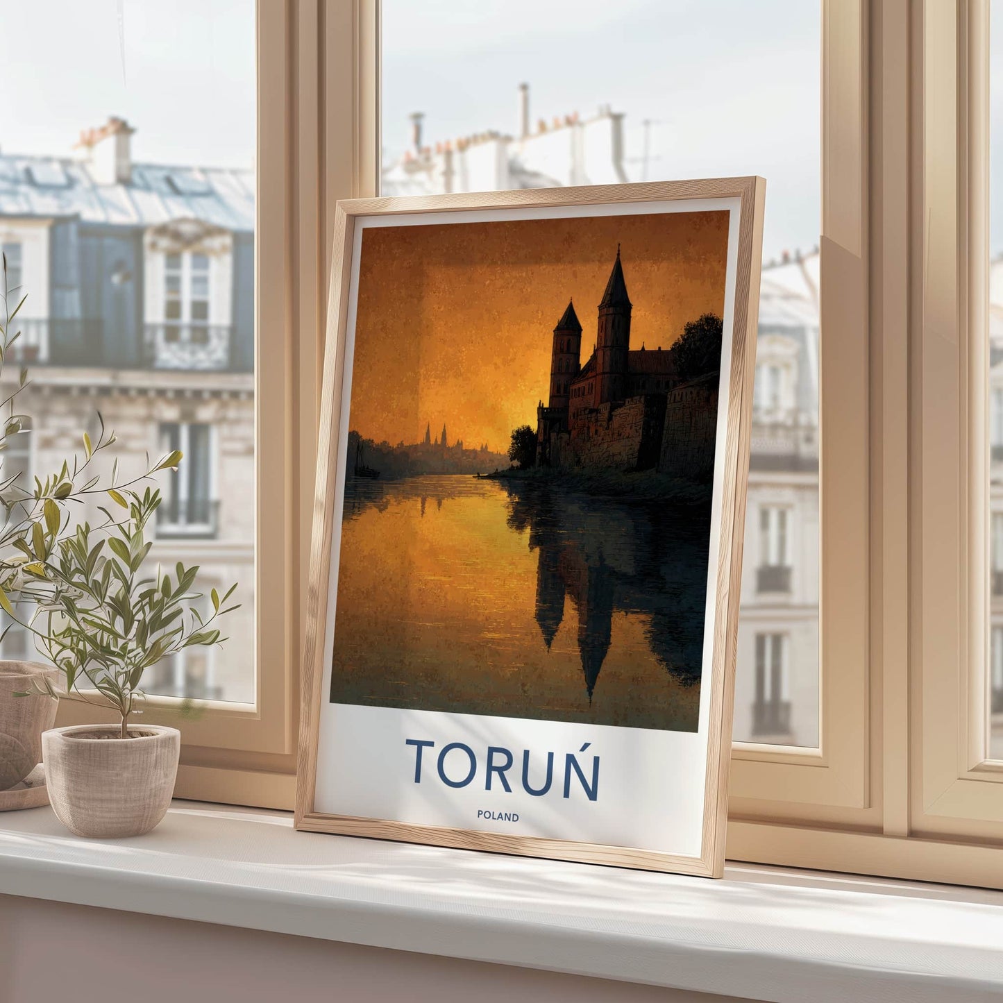 Torun Poster - Poland Wall Art - Sunset Castle Reflection Home Decor