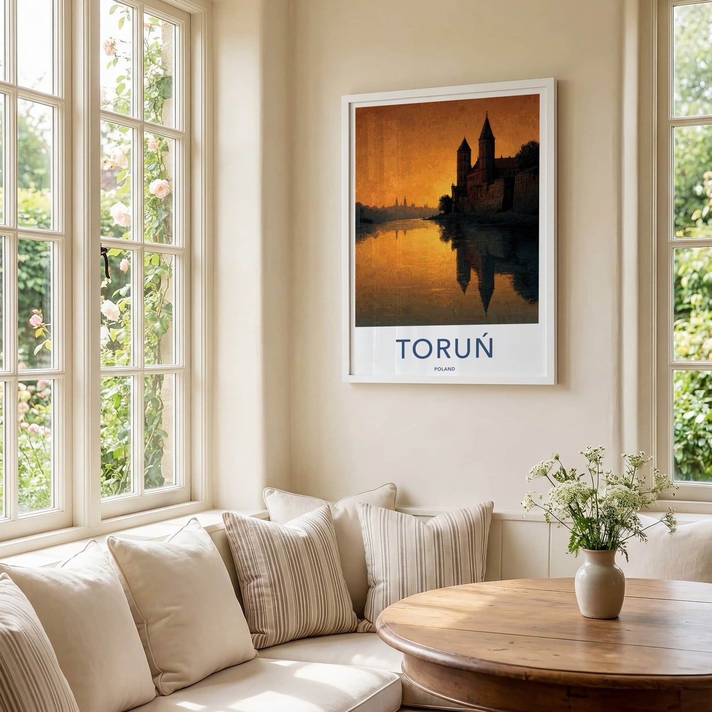 Torun Poster - Poland Wall Art - Sunset Castle Reflection Home Decor