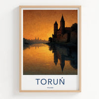 Torun Poster - Poland Wall Art - Sunset Castle Reflection Home Decor
