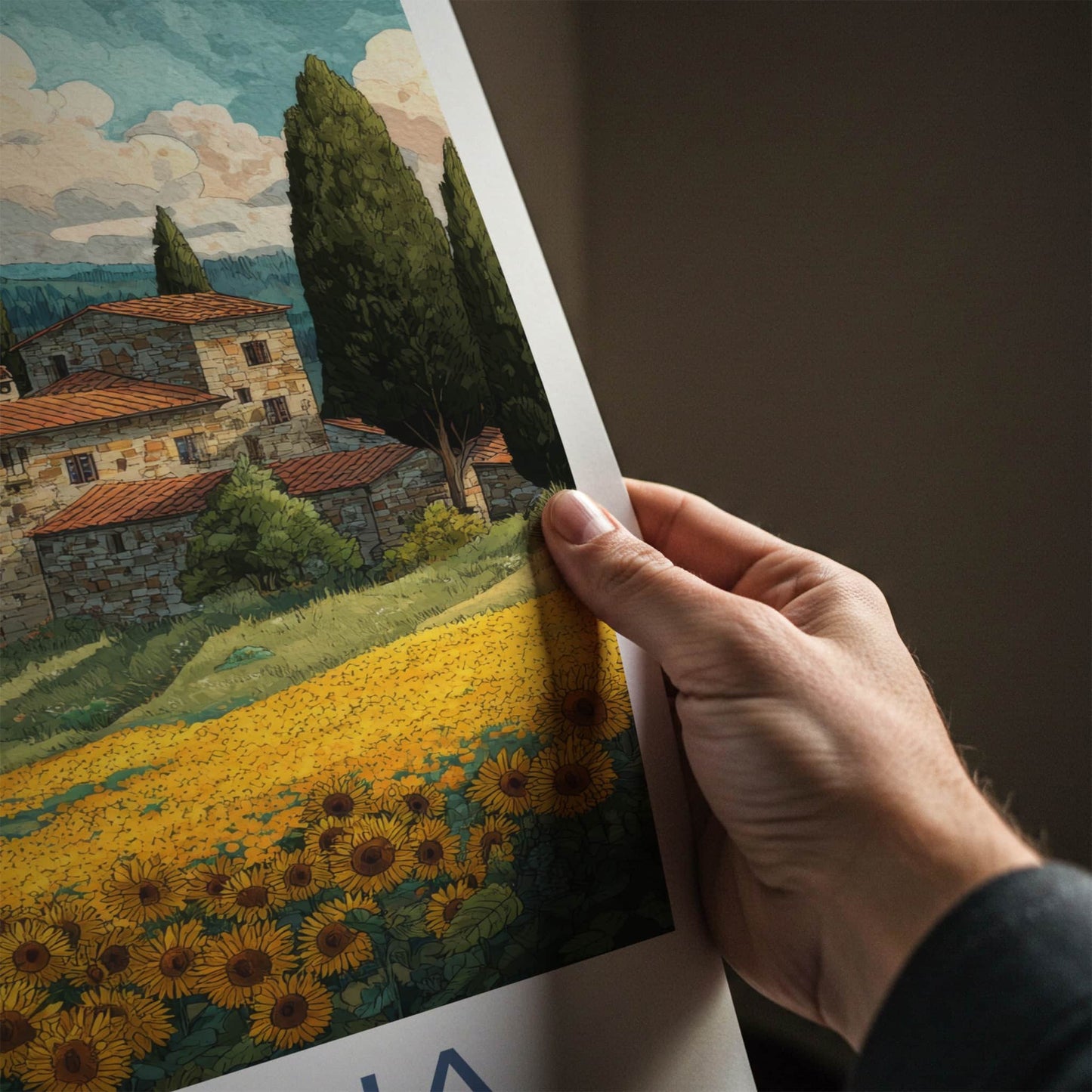 Toscana Poster - Italy Travel Art - Stone House Cypress Home Decor