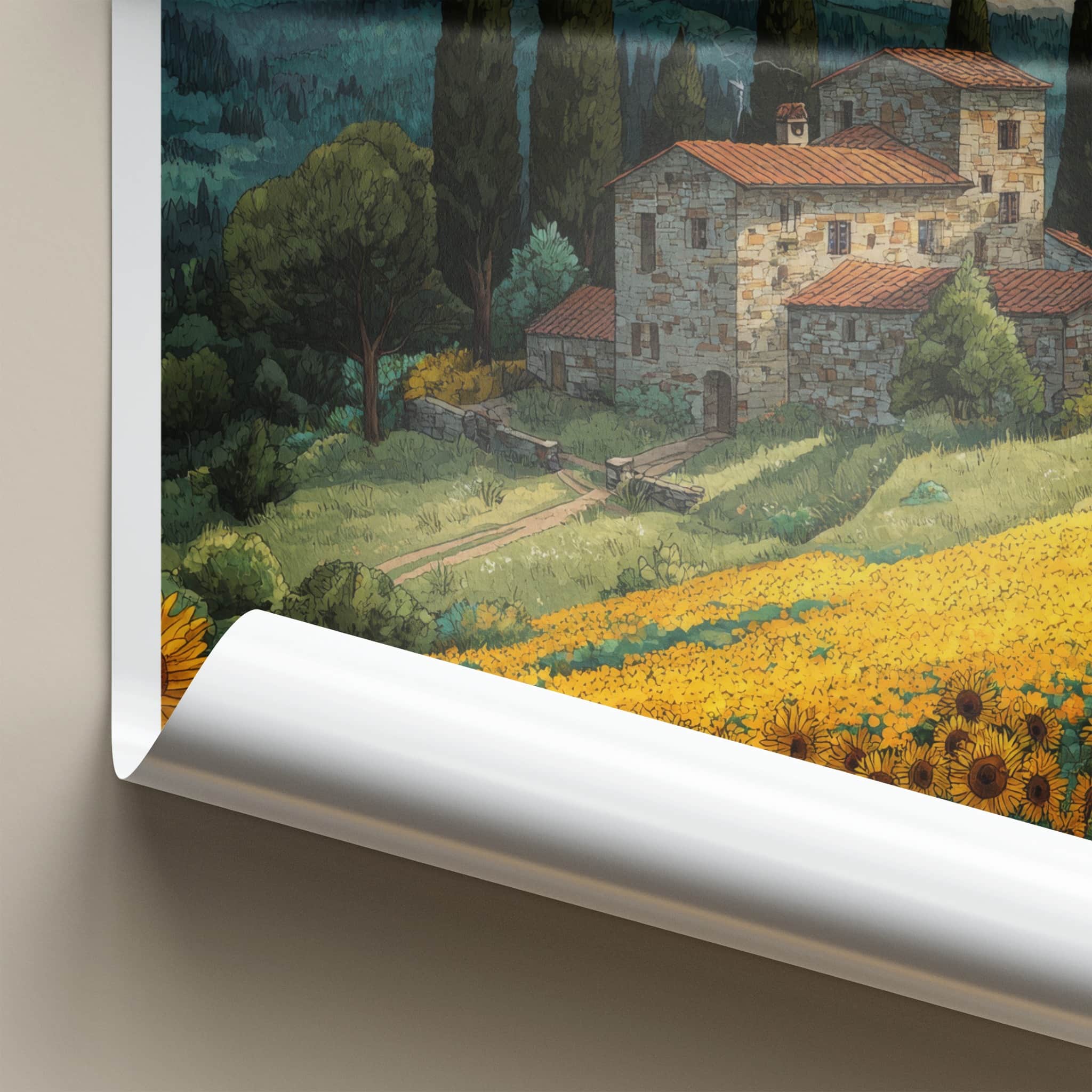 Toscana Poster - Italy Travel Art - Stone House Cypress Home Decor