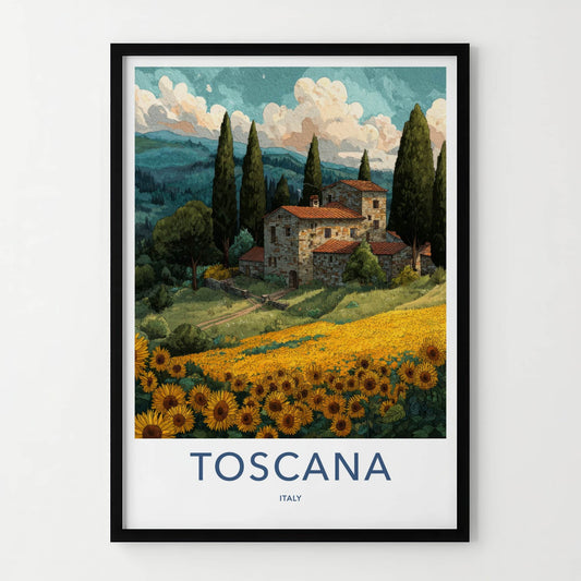 Toscana Poster - Italy Travel Art - Stone House Cypress Home Decor