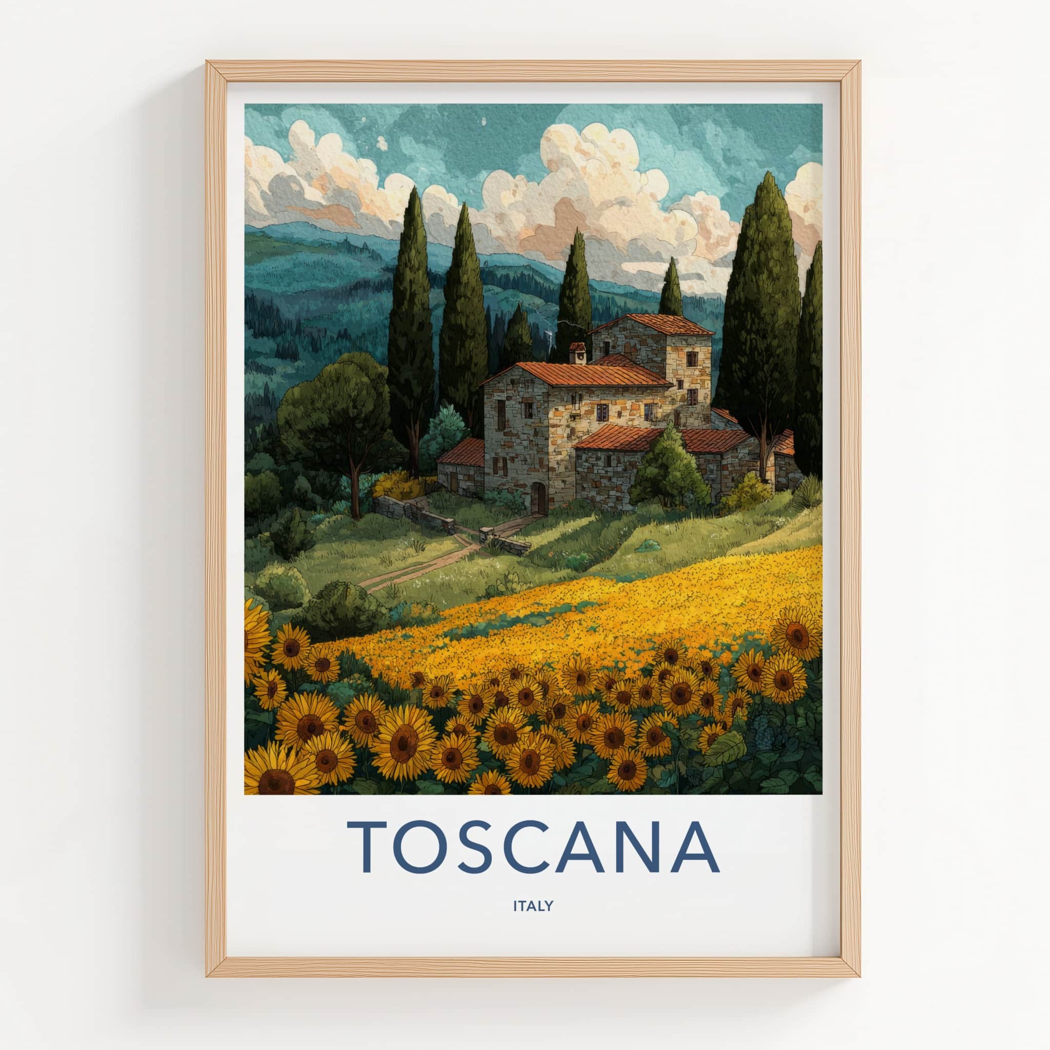 Toscana Poster - Italy Travel Art - Stone House Cypress Home Decor