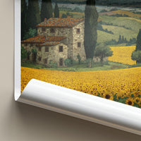 Toscana Poster - Italy Travel Art - Tuscan Farmhouse Sunflowers Wall Decor