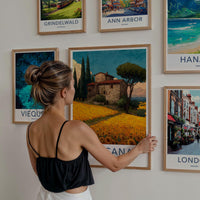 Toscana Poster - Italy Travel Art - Tuscan House Sunflowers Home Decor