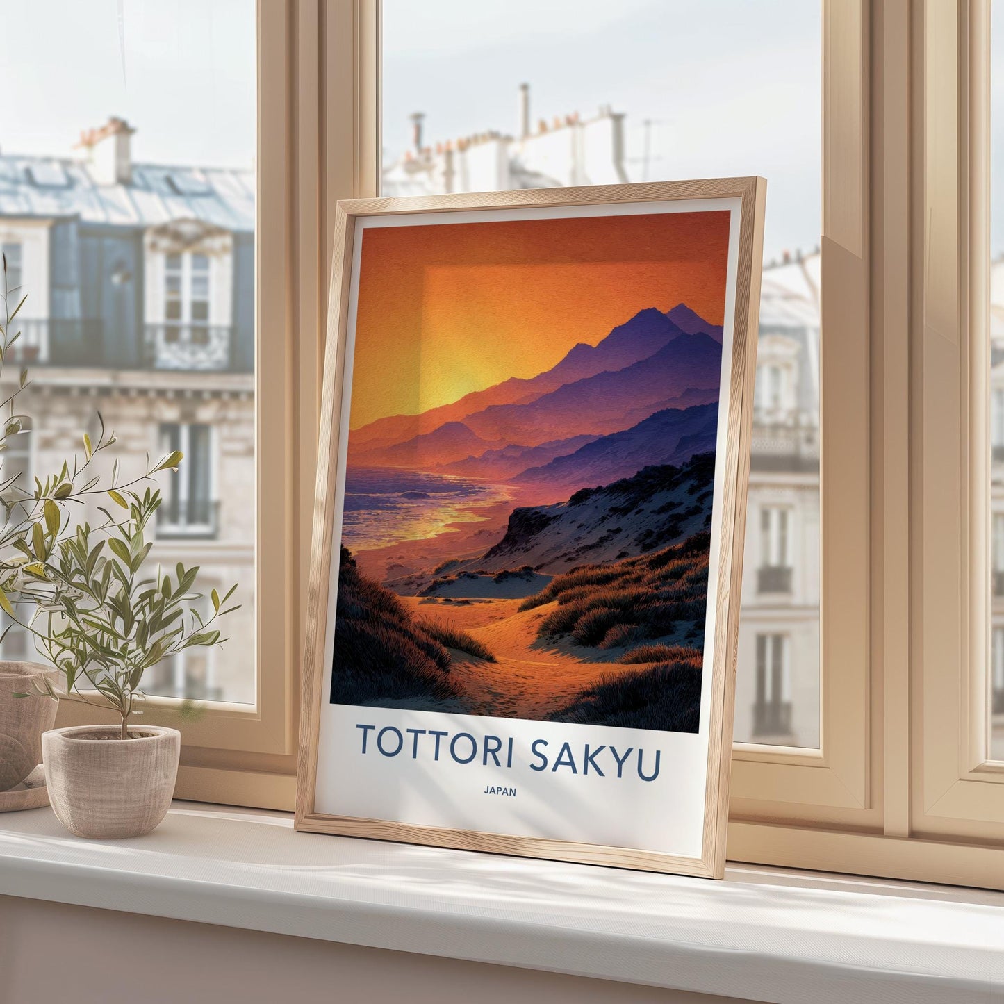Tottori Sakyu Poster - Japan Travel Art - Golden Beach Dunes Home Decor