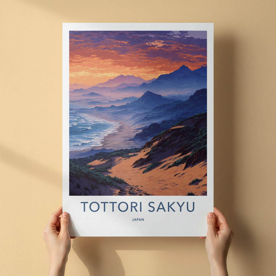 Tottori Sakyu Poster - Japan Travel Art - Ocean Dune Landscape Home Decor