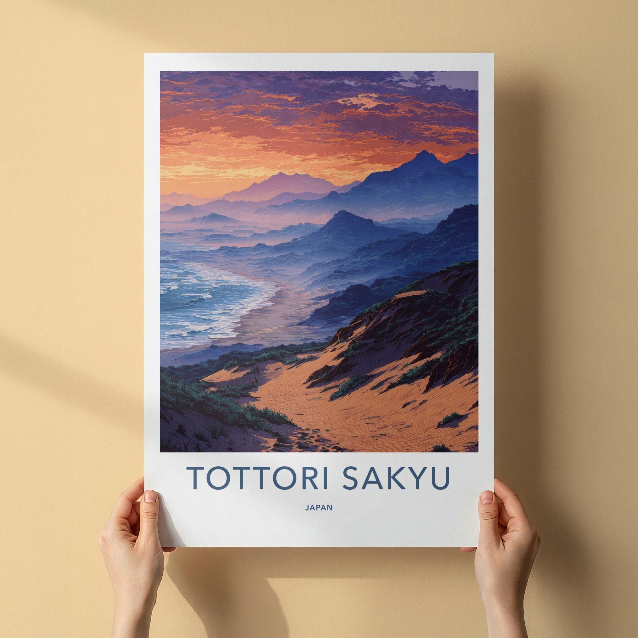 Tottori Sakyu Poster - Japan Travel Art - Ocean Dune Landscape Home Decor
